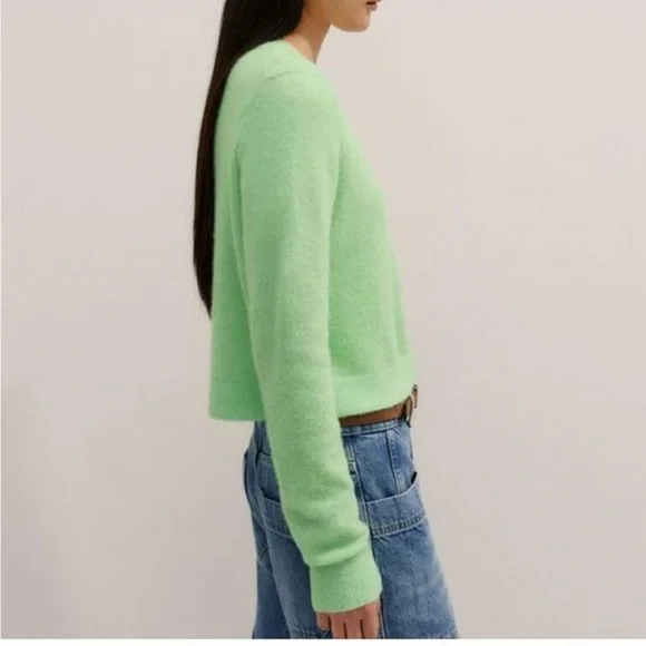 ME+EM Responsible Alpaca Wool Crop Cardigan Green Women’s Size Large - Picture 6 of 11